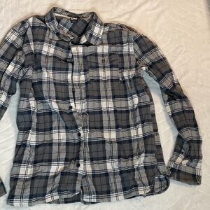 DC Men's Navy and Gray Plaid Button-Down Shirt